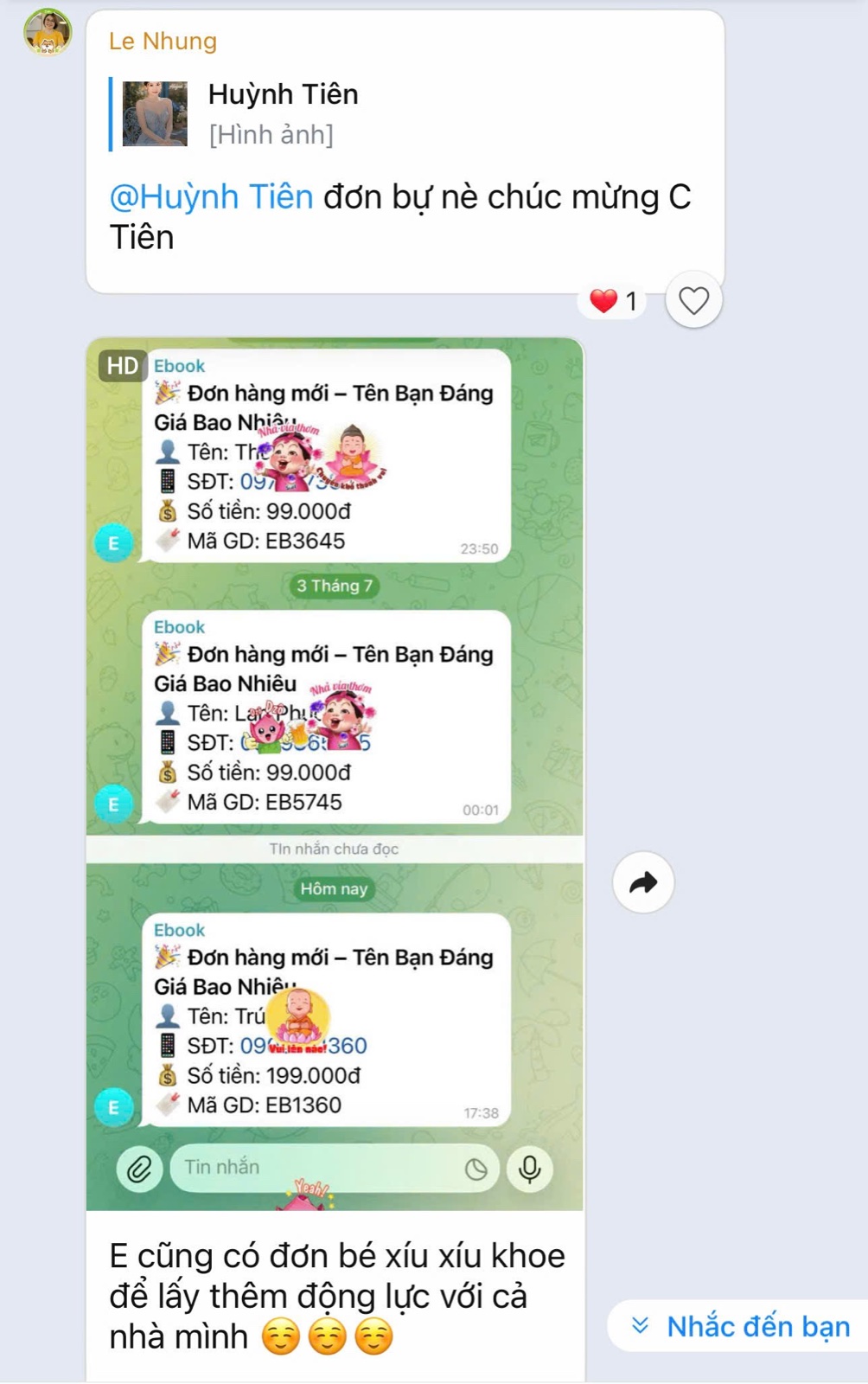 Feedback kết quả học viên 8