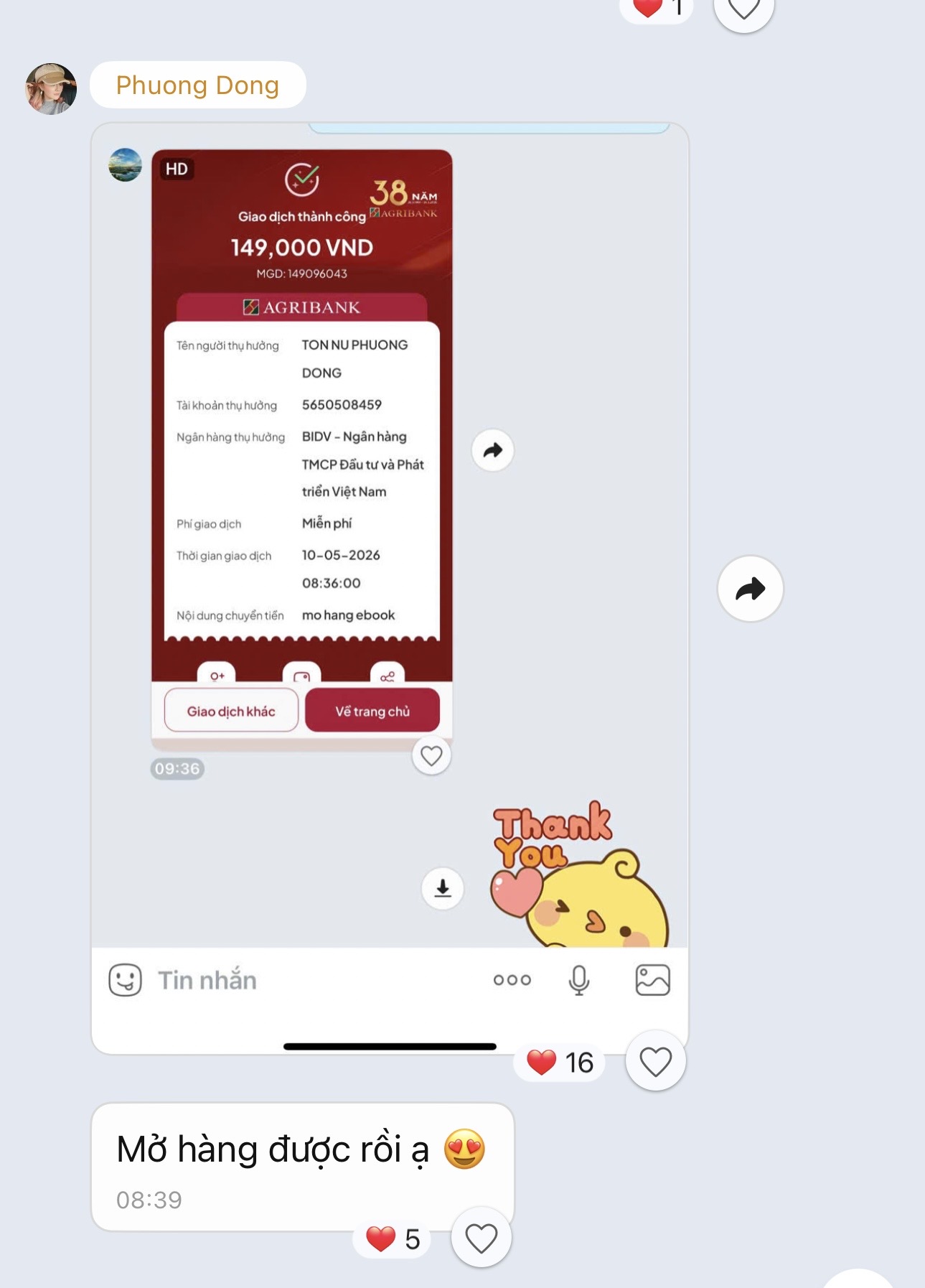 Phản hồi mở hàng từ sản phẩm số